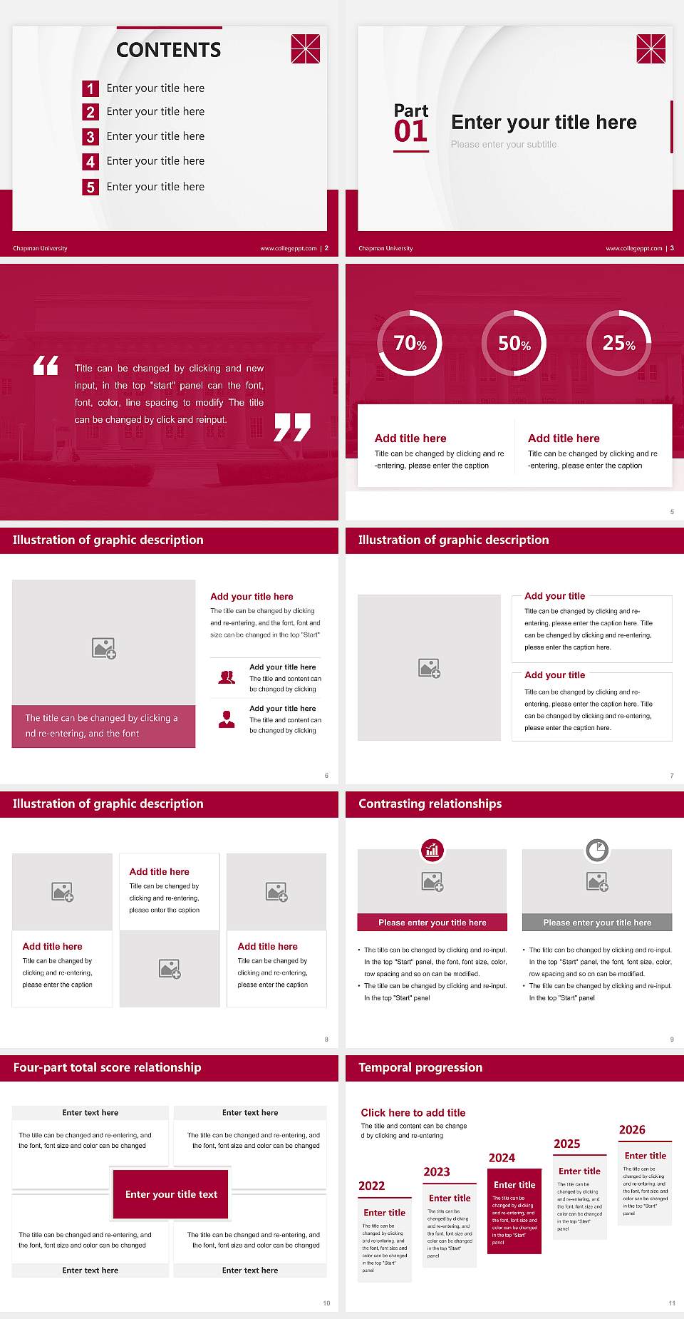 Chapman University Thesis Proposal/Graduation Defense PPT Template4:3 ratio PPT effect preview image2