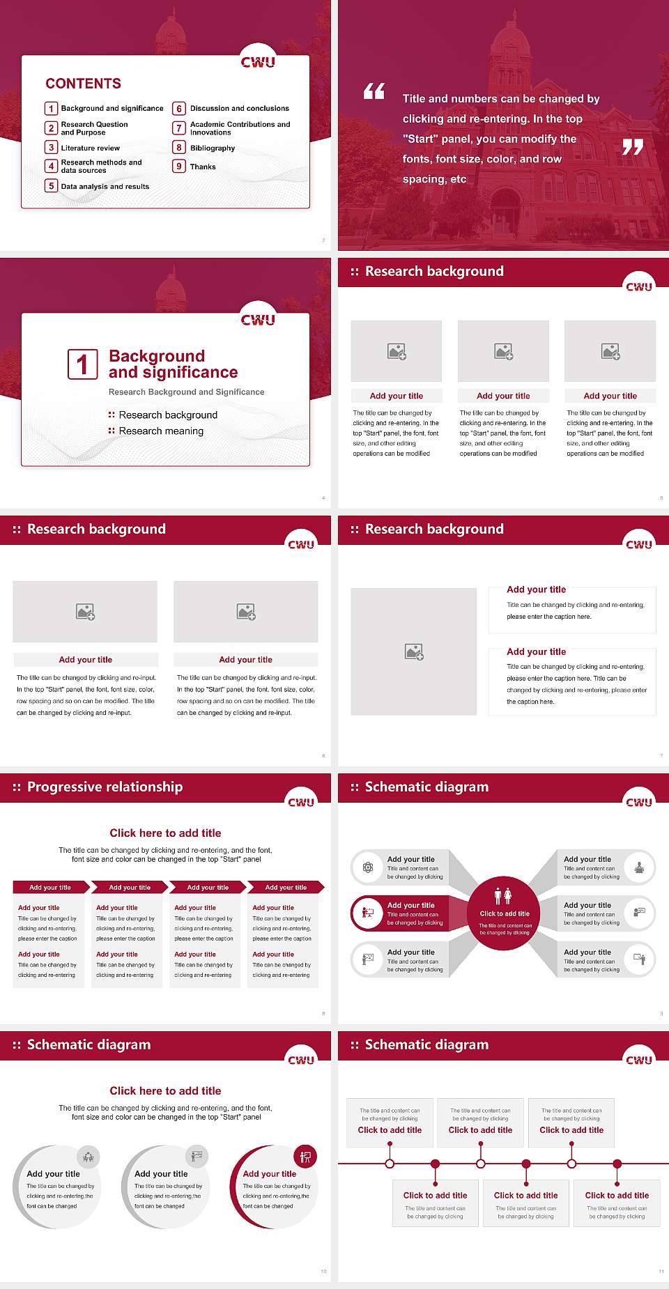 Central Washington University Graduation Thesis Defense PPT Template4:3 ratio PPT effect preview image2