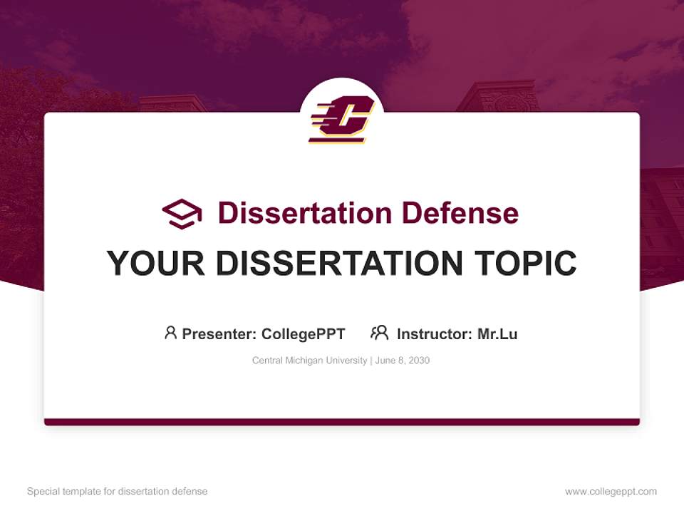 Central Michigan University Graduation Thesis Defense PPT Template4:3 ratio PPT effect preview image7