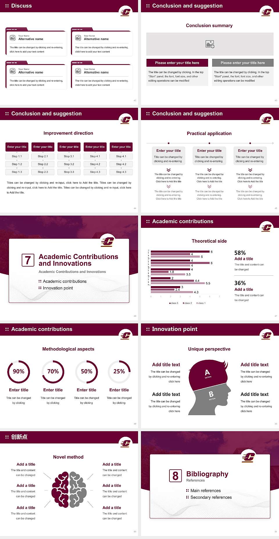 Central Michigan University Graduation Thesis Defense PPT Template4:3 ratio PPT effect preview image6