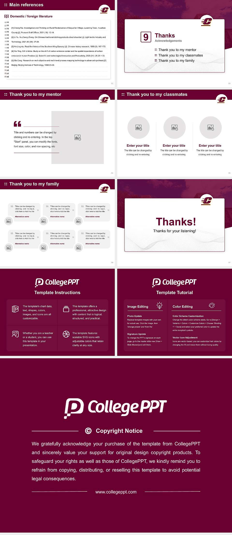 Central Michigan University Graduation Thesis Defense PPT Template4:3 ratio PPT effect preview image7