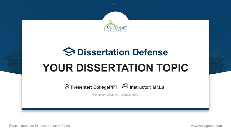 Centenary University Graduation Thesis Defense PPT Template16:9 ratio PPT effect preview image