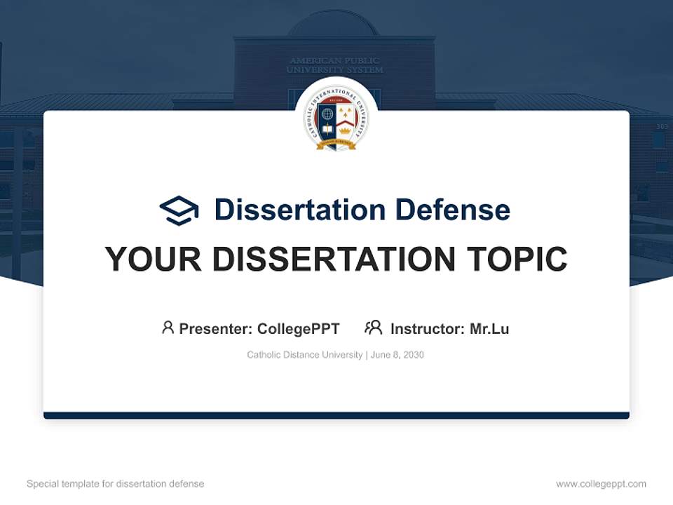 Catholic Distance University Graduation Thesis Defense PPT Template4:3 ratio PPT effect preview image7