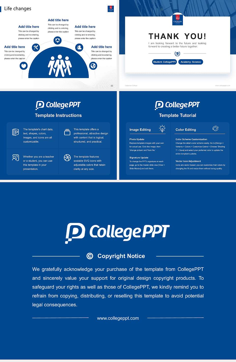 Catawba College National Scholarship Defense PPT Template4:3 ratio PPT effect preview image4