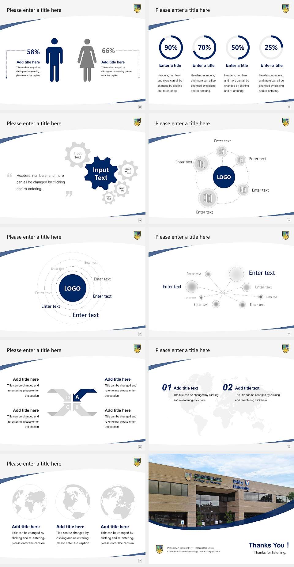 Chamberlain University – Irving Course/Courseware Creation PPT Template4:3 ratio PPT effect preview image4