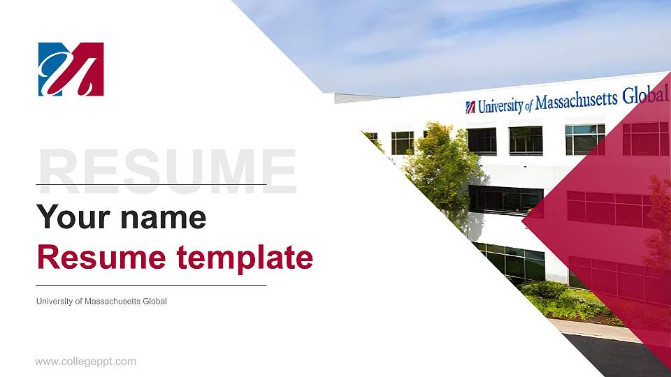 University of Massachusetts Global Resume PPT Template16:9 ratio PPT effect preview image