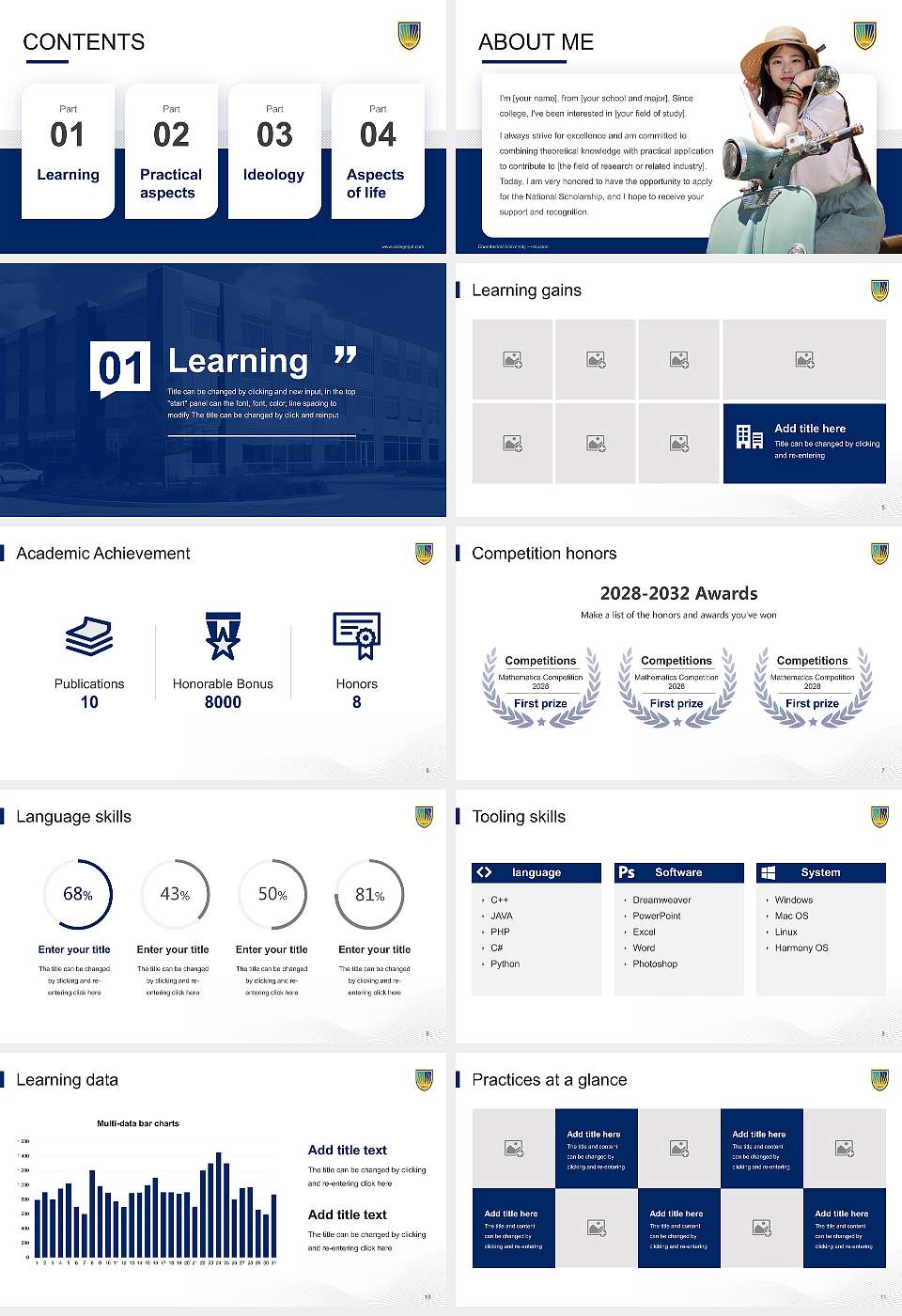 Chamberlain University – Houston National Scholarship Defense PPT Template16:9 ratio PPT effect preview image2