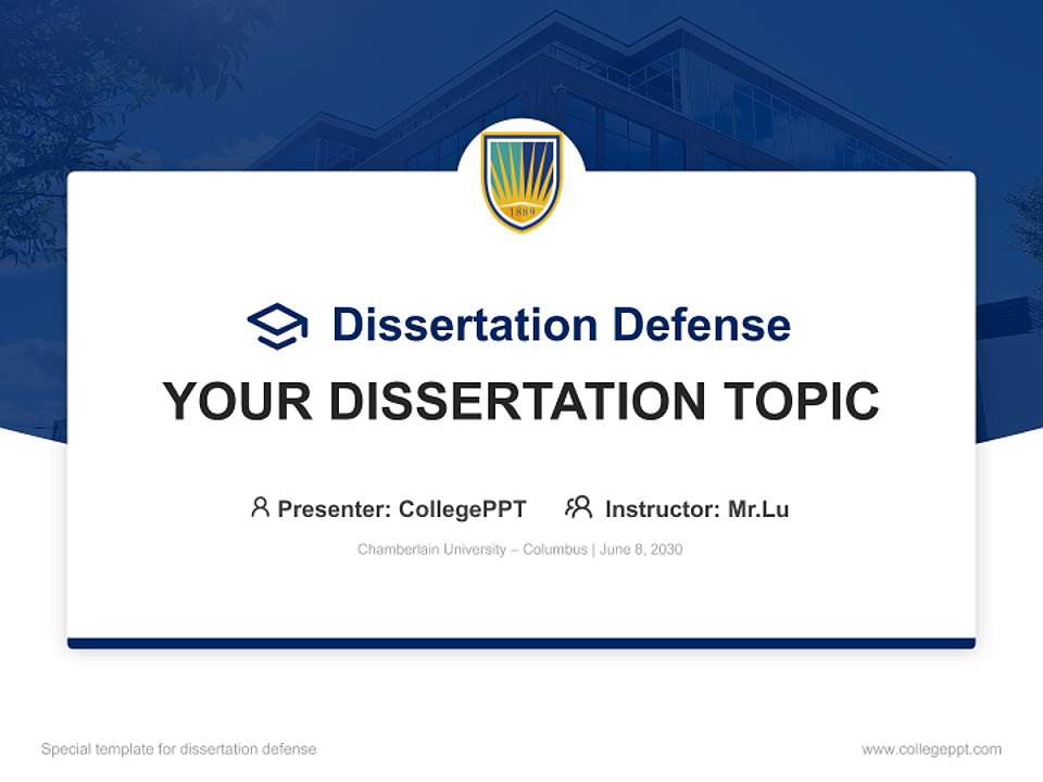 Chamberlain University – Columbus Graduation Thesis Defense PPT Template4:3 ratio PPT effect preview image7