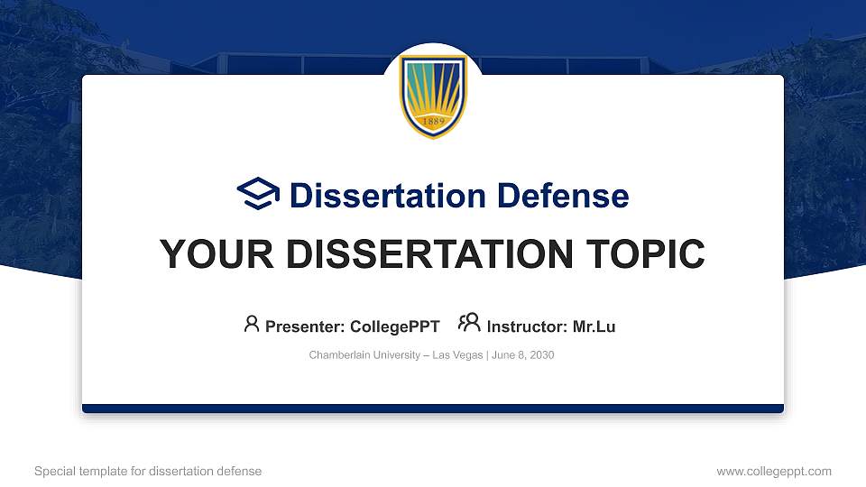 Chamberlain University – Las Vegas Graduation Thesis Defense PPT Template16:9 ratio PPT effect preview image