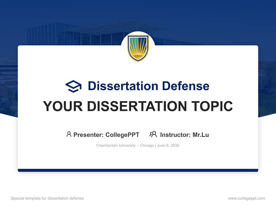 Chamberlain University – Chicago Graduation Thesis Defense PPT Template4:3 ratio PPT effect preview image7