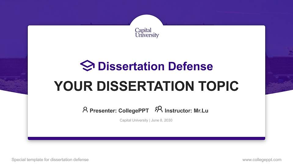 Capital University Graduation Thesis Defense PPT Template16:9 ratio PPT effect preview image