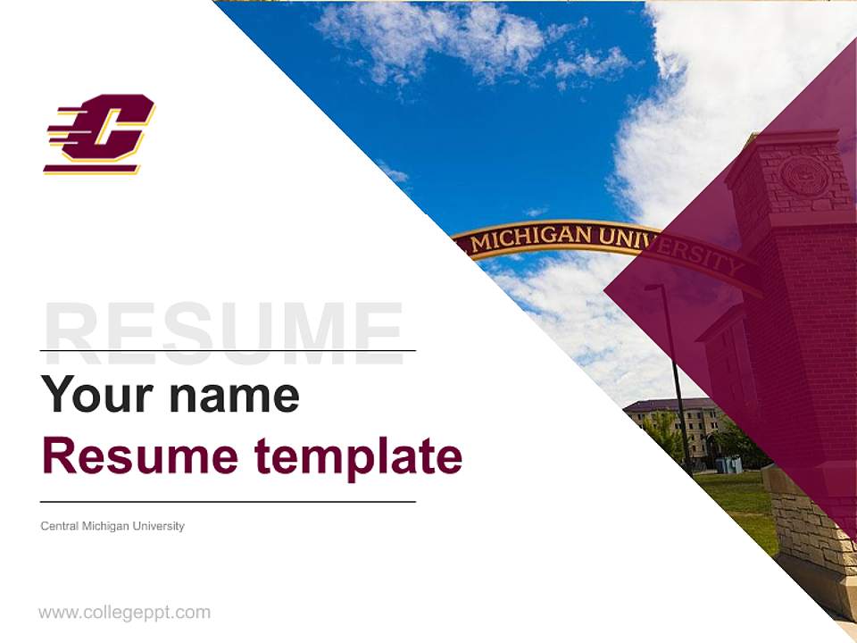 Central Michigan University Resume PPT Template4:3 ratio PPT effect preview image5