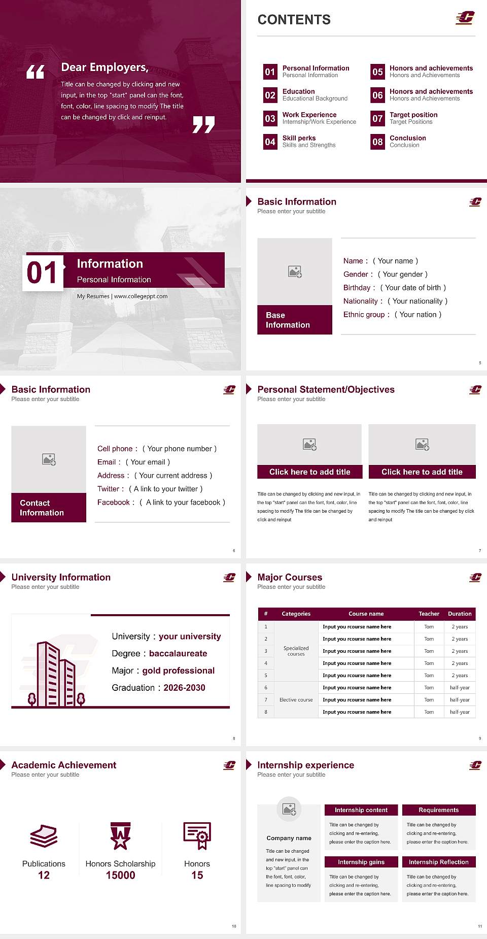 Central Michigan University Resume PPT Template4:3 ratio PPT effect preview image2
