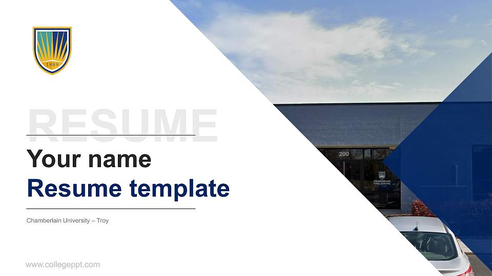 Chamberlain University – Troy Resume PPT Template16:9 ratio PPT effect preview image