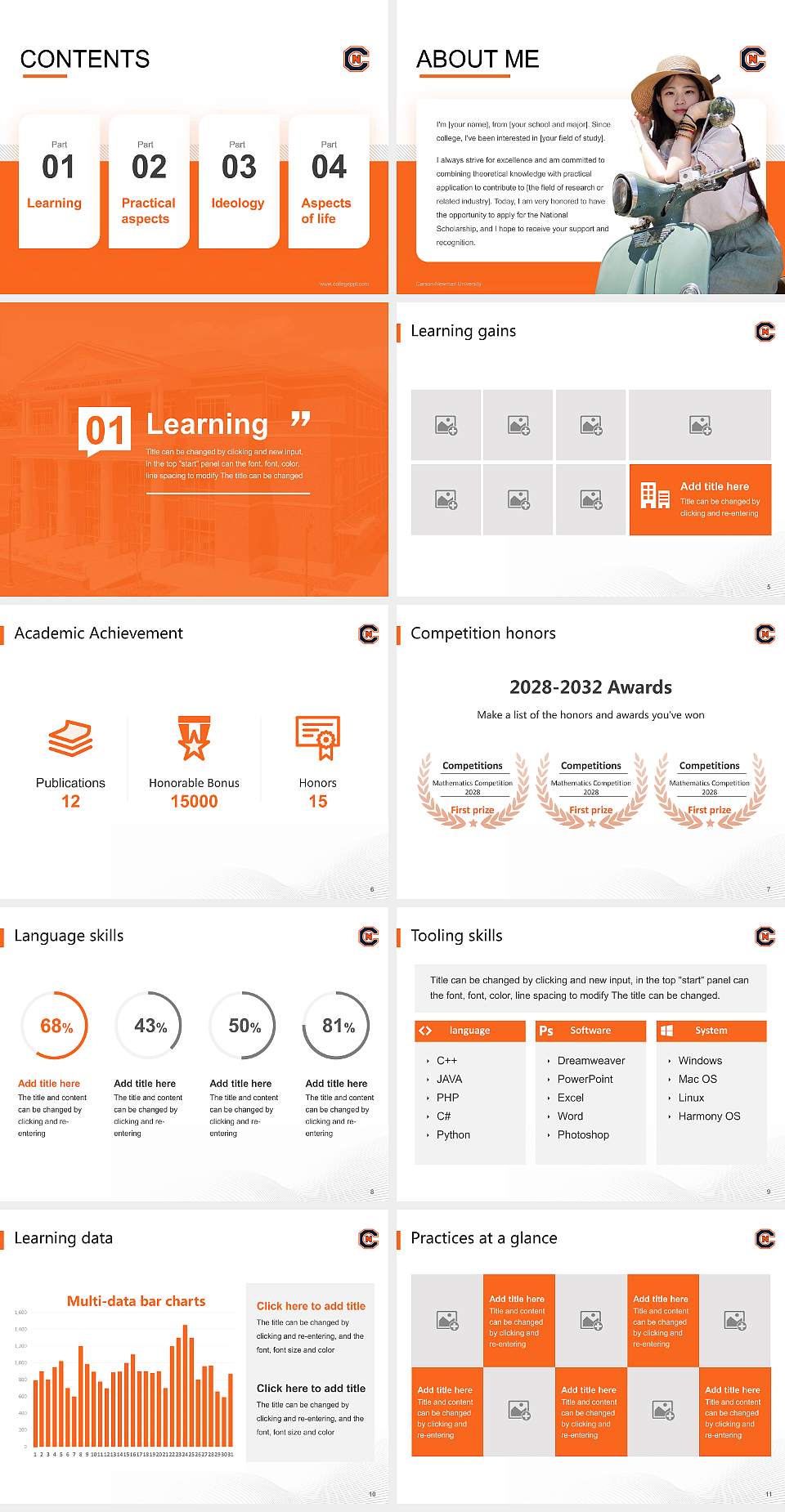 Carson-Newman University National Scholarship Defense PPT Template4:3 ratio PPT effect preview image2