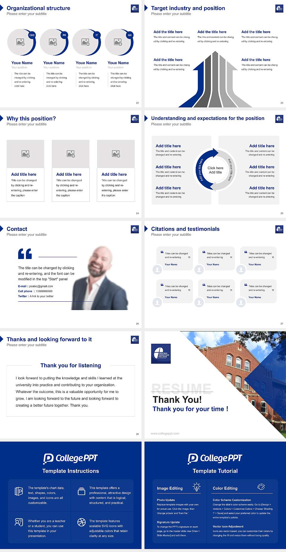 Central Christian College of Kansas Resume PPT Template4:3 ratio PPT effect preview image4