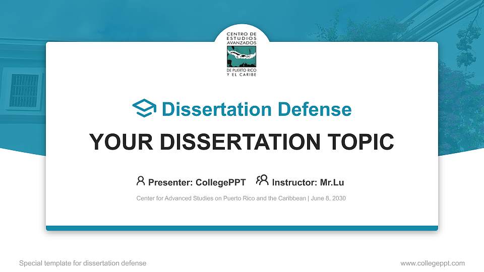 Center for Advanced Studies on Puerto Rico and the Caribbean Graduation Thesis Defense PPT Template16:9 ratio PPT effect preview image