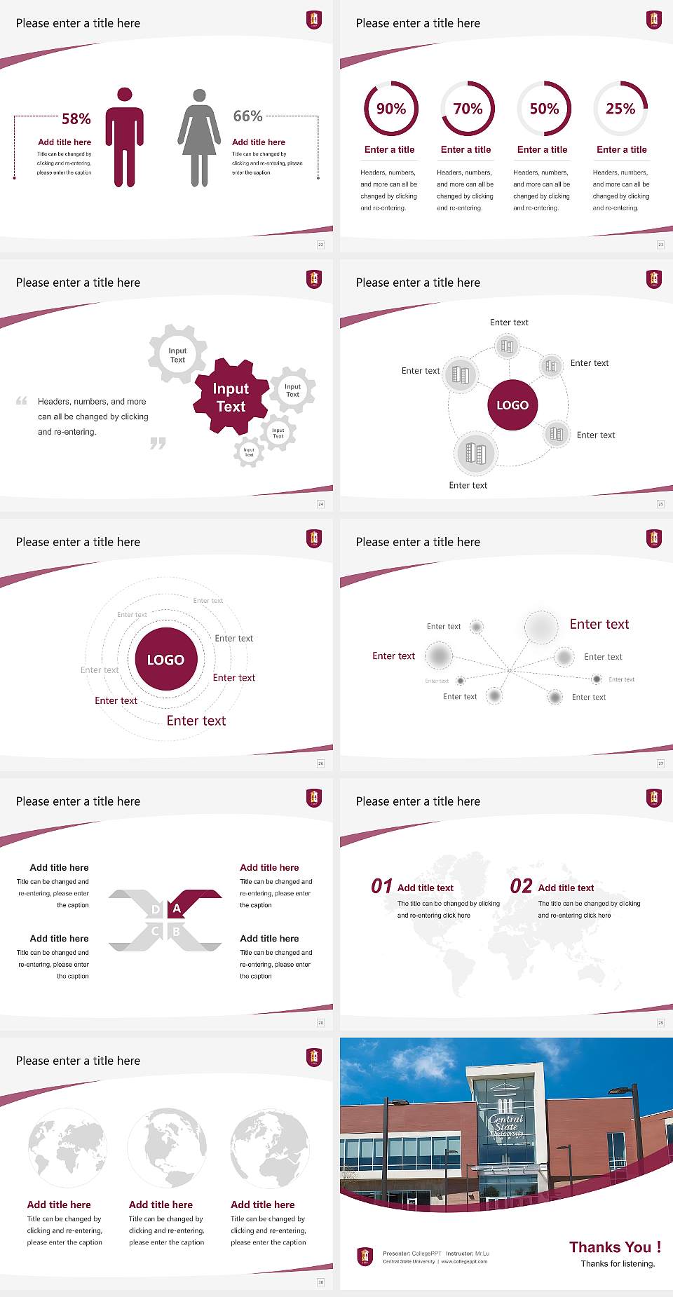 Central State University Course/Courseware Creation PPT Template4:3 ratio PPT effect preview image4