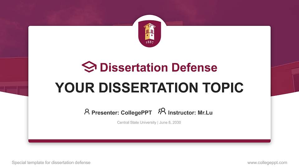 Central State University Graduation Thesis Defense PPT Template16:9 ratio PPT effect preview image