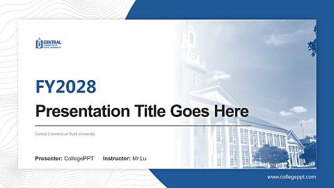 Central Connecticut State University Academic Presentation/Research Findings Report PPT Template