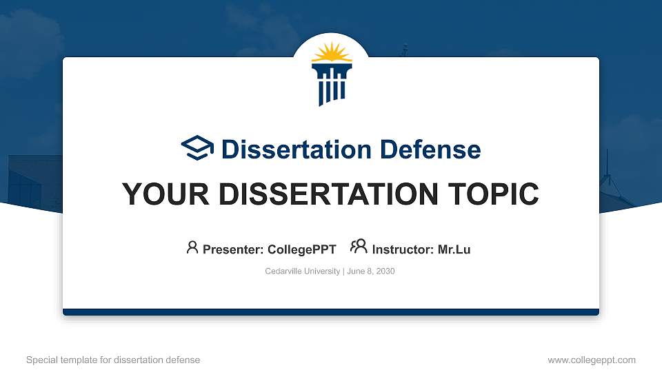 Cedarville University Graduation Thesis Defense PPT Template16:9 ratio PPT effect preview image1