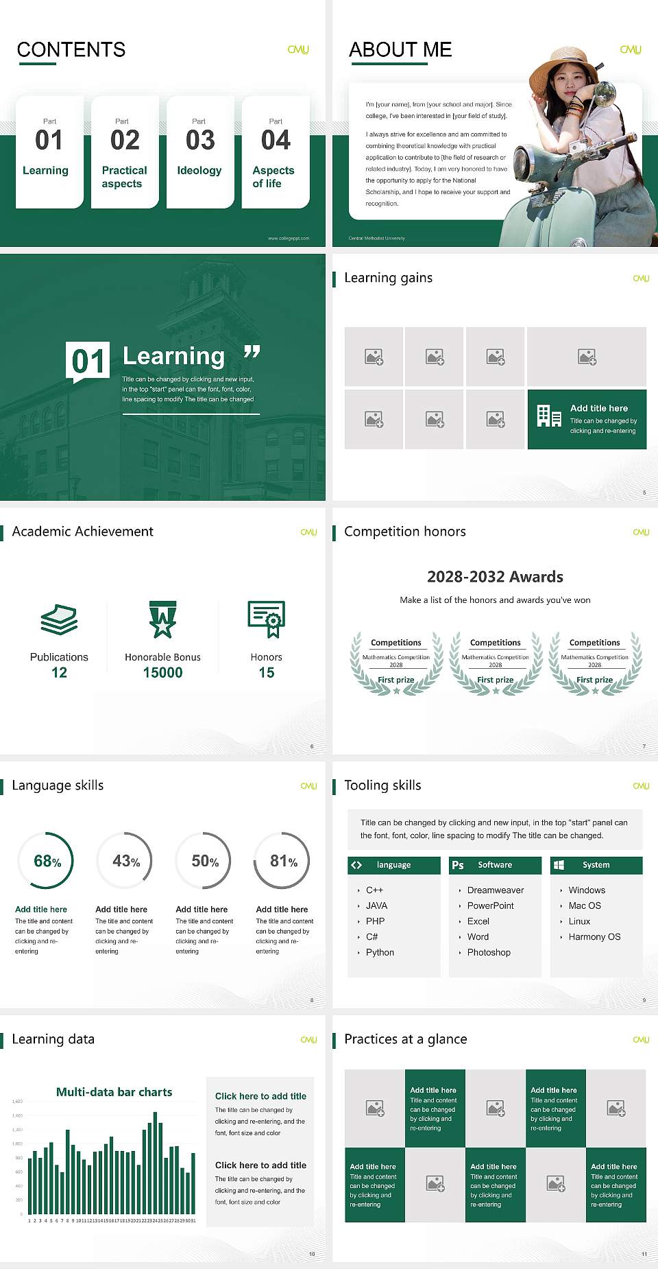 Central Methodist University National Scholarship Defense PPT Template4:3 ratio PPT effect preview image2