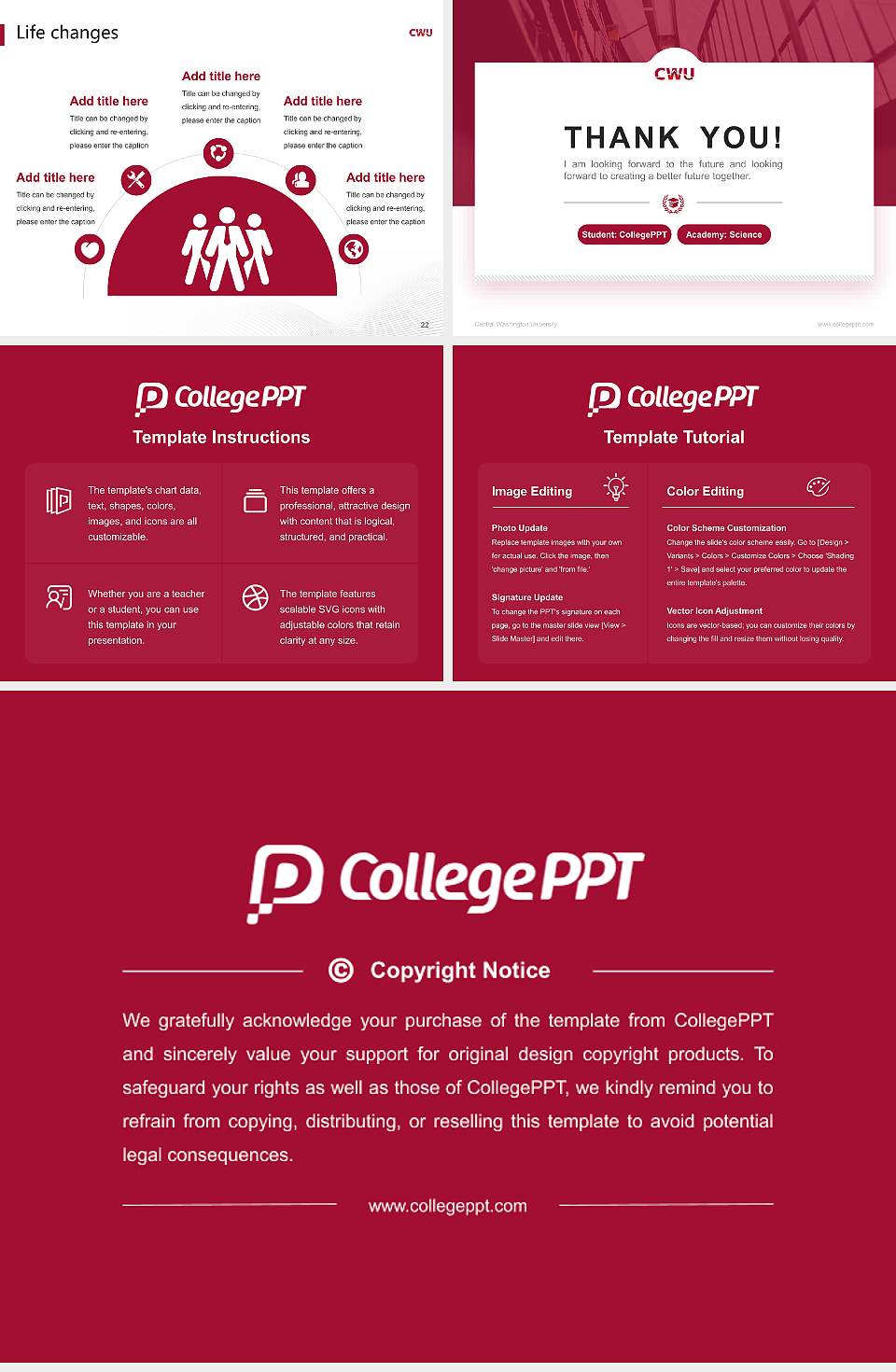 Central Washington University National Scholarship Defense PPT Template4:3 ratio PPT effect preview image4