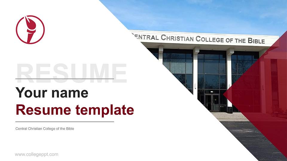 Central Christian College of the Bible Resume PPT Template16:9 ratio PPT effect preview image