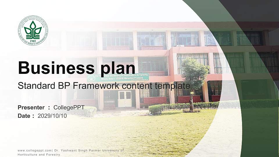 Dr. Yashwant Singh Parmar University of Horticulture and Forestry Competition/Entrepreneurship Contest PPT Template16:9 ratio PPT effect preview image