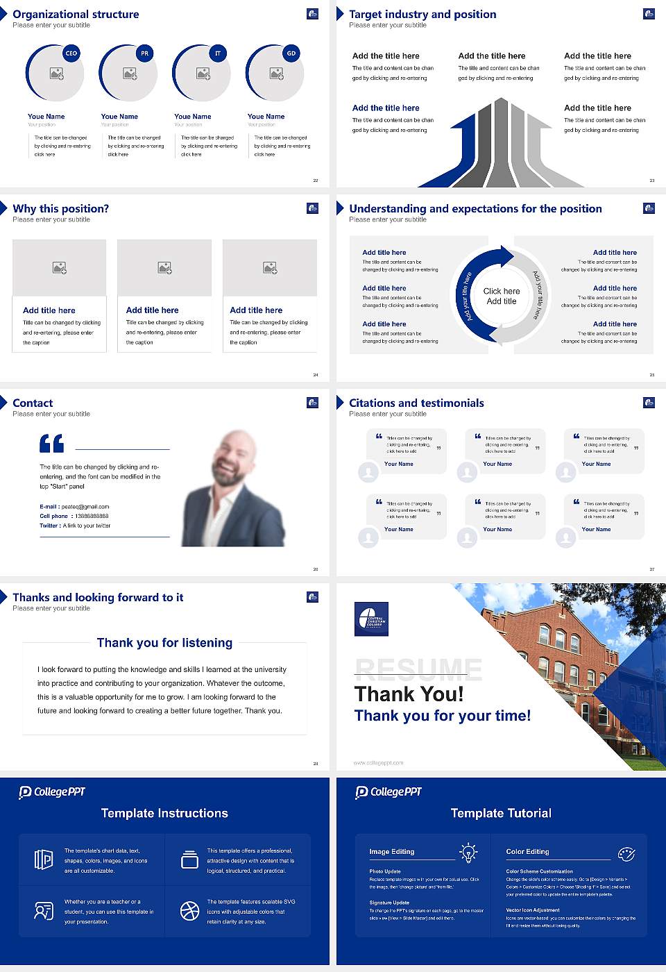 Central Christian College of Kansas Resume PPT Template16:9 ratio PPT effect preview image4