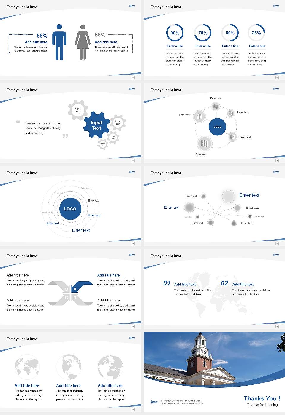 Central Connecticut State University Course/Courseware Creation PPT Template16:9 ratio PPT effect preview image4