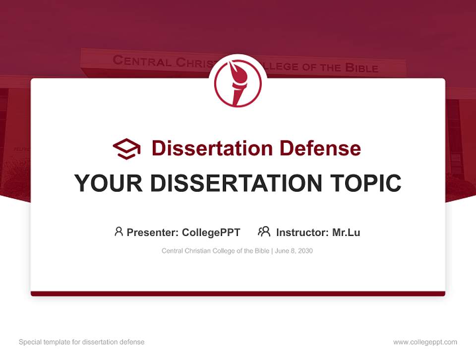 Central Christian College of the Bible Graduation Thesis Defense PPT Template4:3 ratio PPT effect preview image7