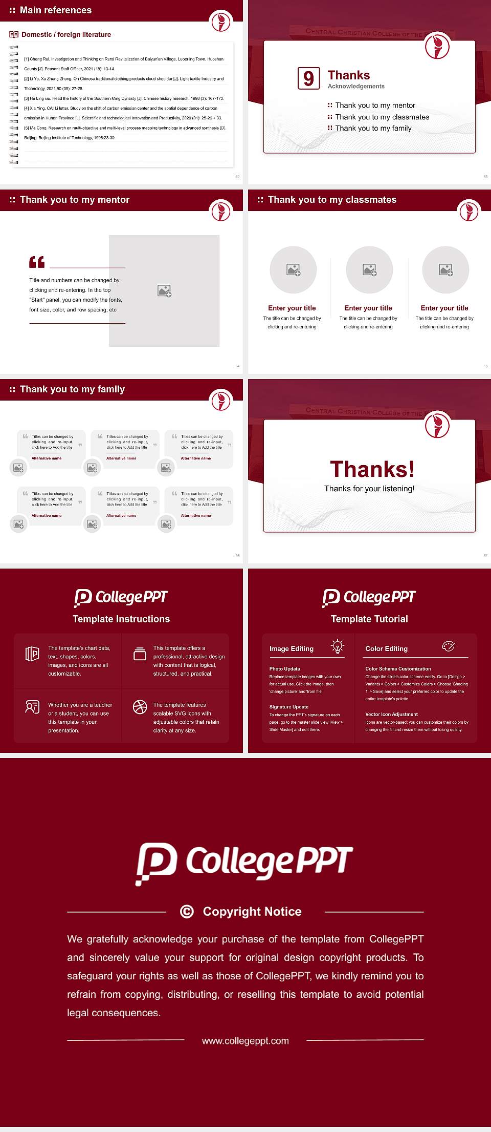Central Christian College of the Bible Graduation Thesis Defense PPT Template4:3 ratio PPT effect preview image7