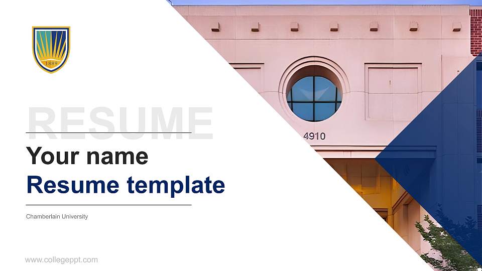 Chamberlain University Resume PPT Template16:9 ratio PPT effect preview image