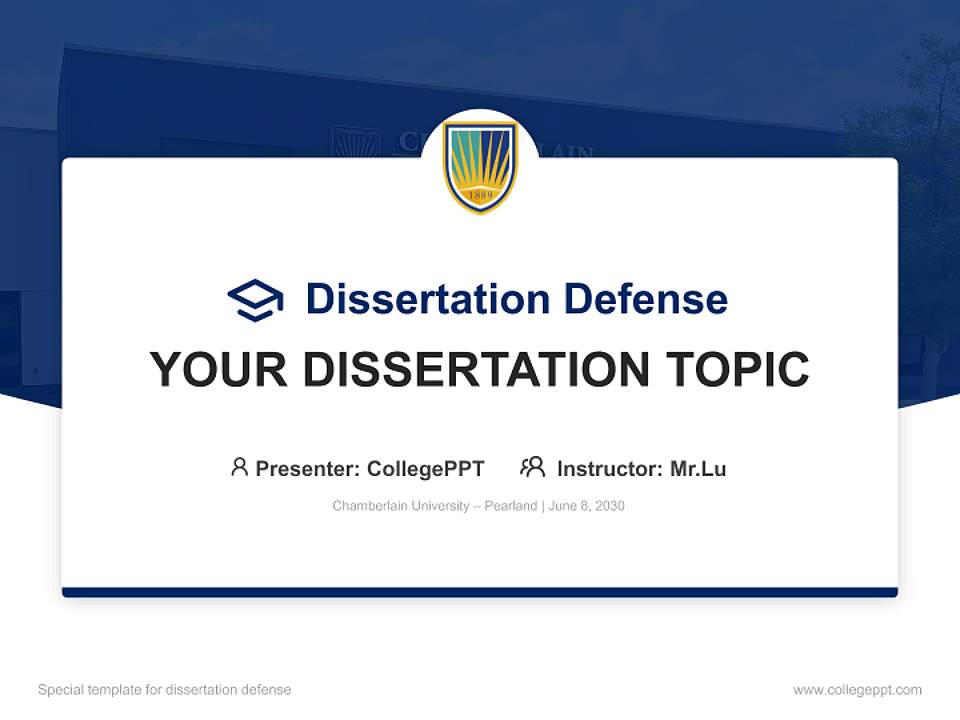 Chamberlain University – Pearland Graduation Thesis Defense PPT Template4:3 ratio PPT effect preview image7