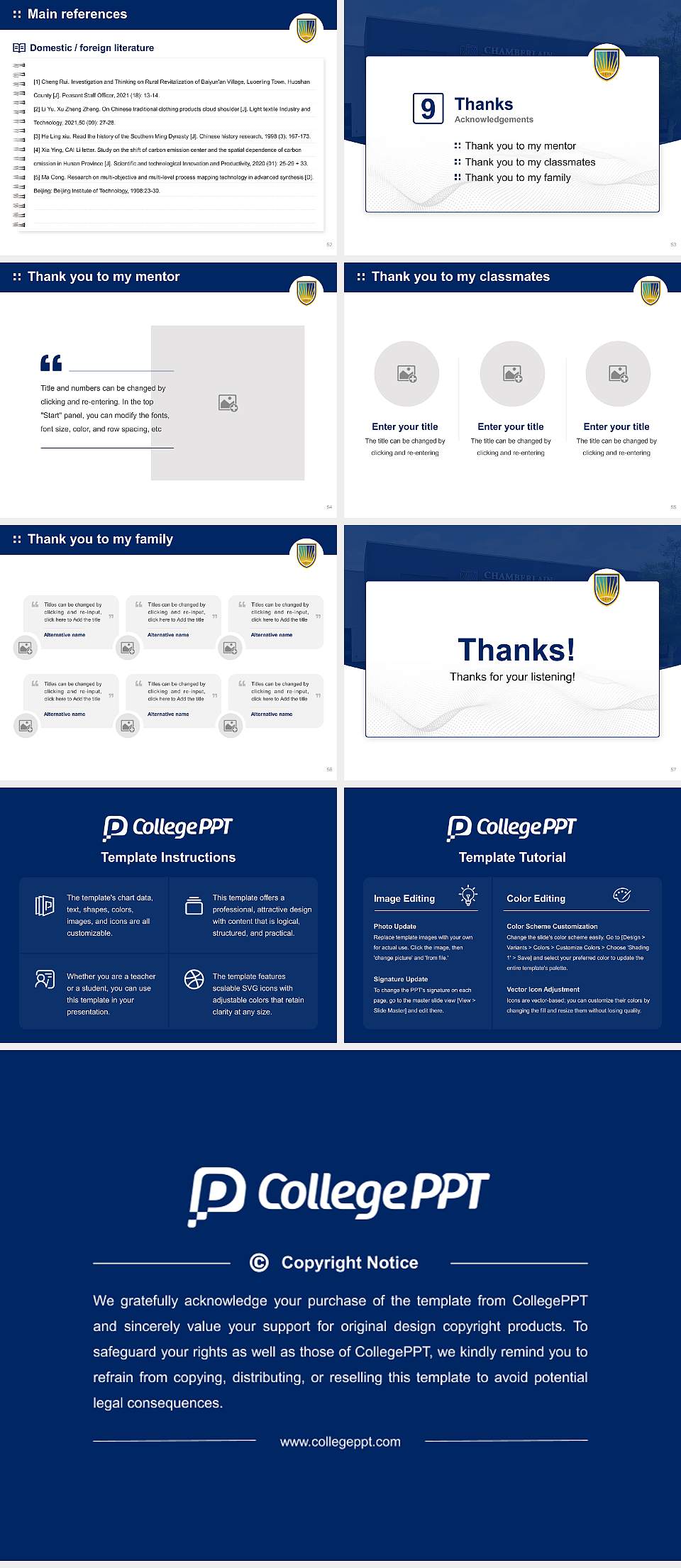 Chamberlain University – Pearland Graduation Thesis Defense PPT Template4:3 ratio PPT effect preview image7