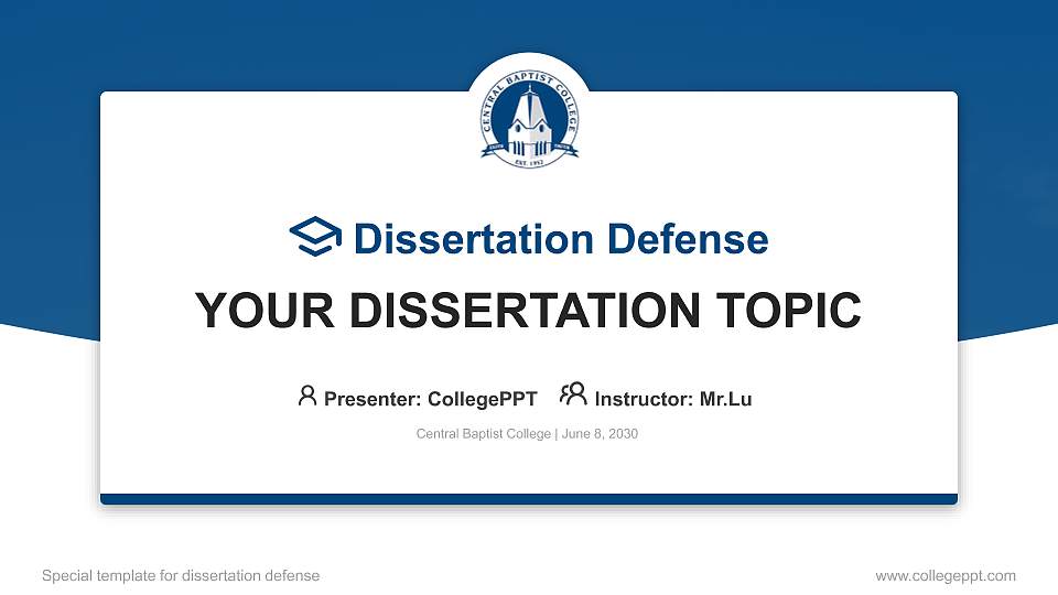 Central Baptist College Graduation Thesis Defense PPT Template16:9 ratio PPT effect preview image