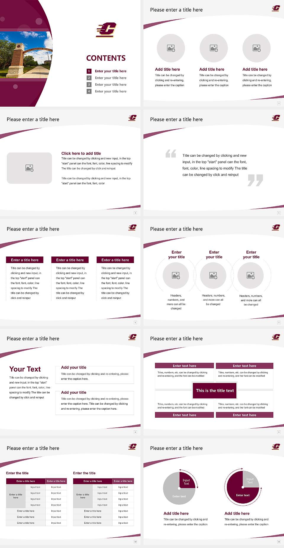 Central Michigan University Course/Courseware Creation PPT Template4:3 ratio PPT effect preview image2