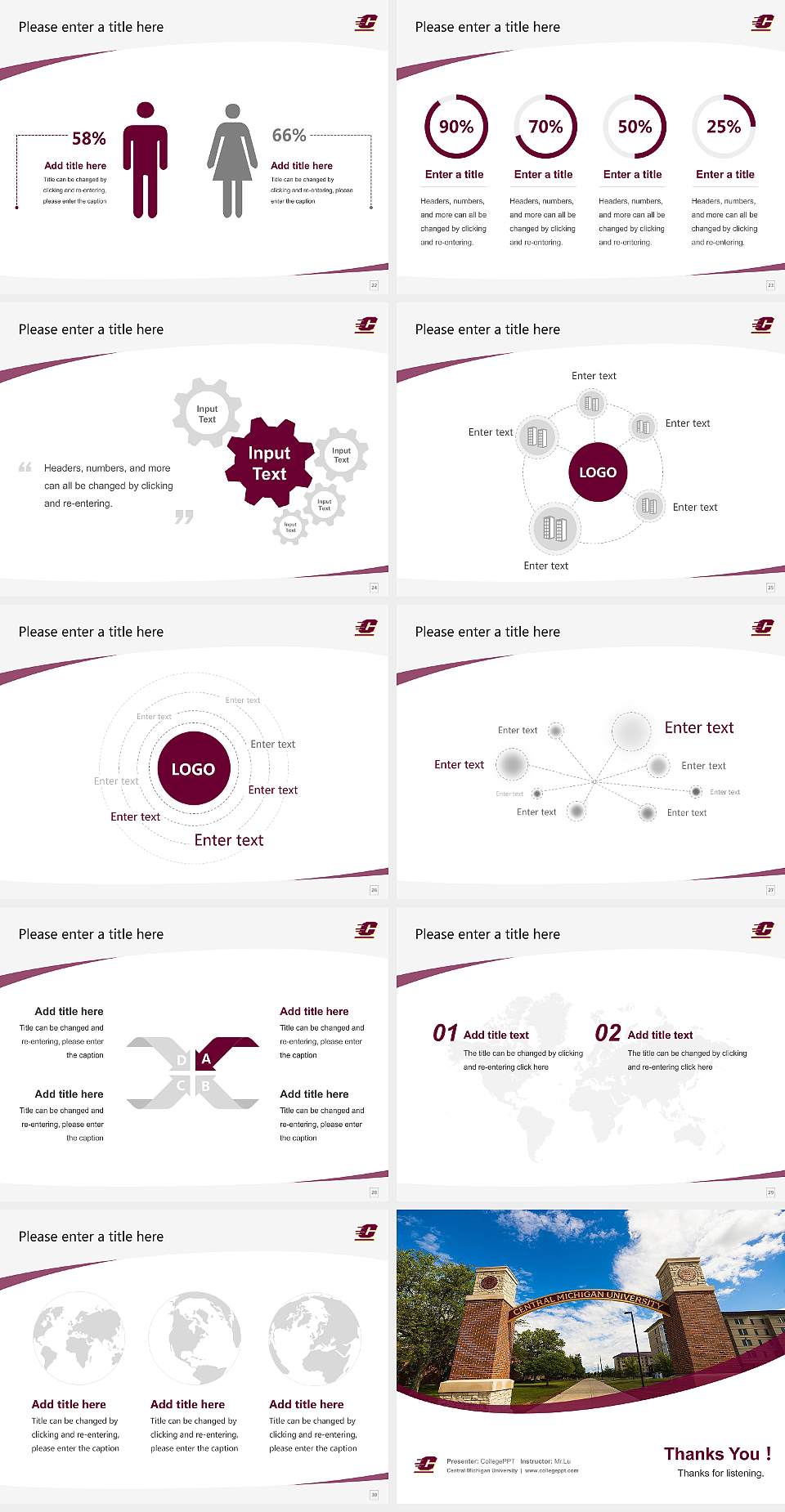 Central Michigan University Course/Courseware Creation PPT Template4:3 ratio PPT effect preview image4