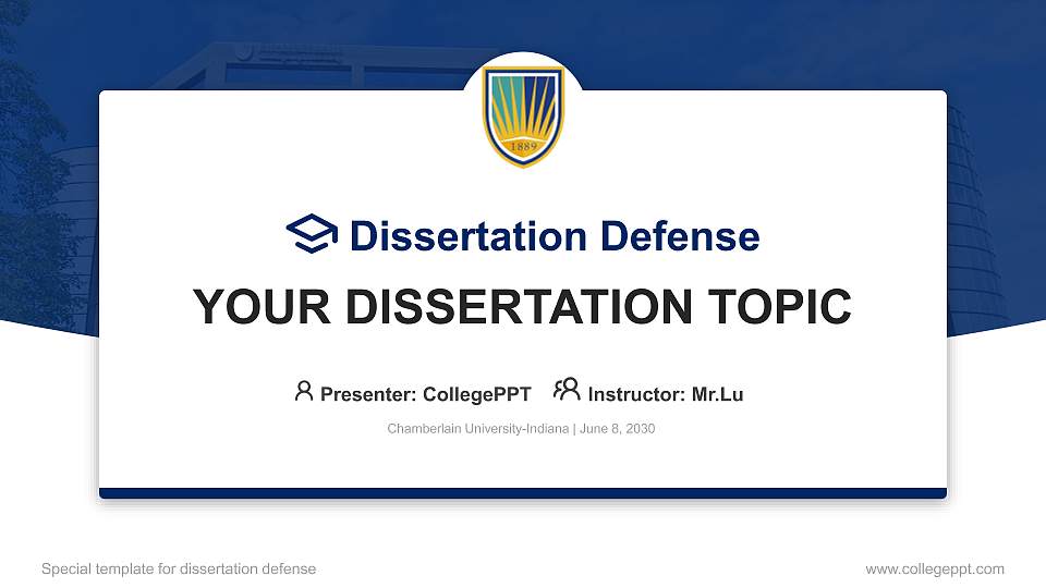 Chamberlain University-Indiana Graduation Thesis Defense PPT Template16:9 ratio PPT effect preview image
