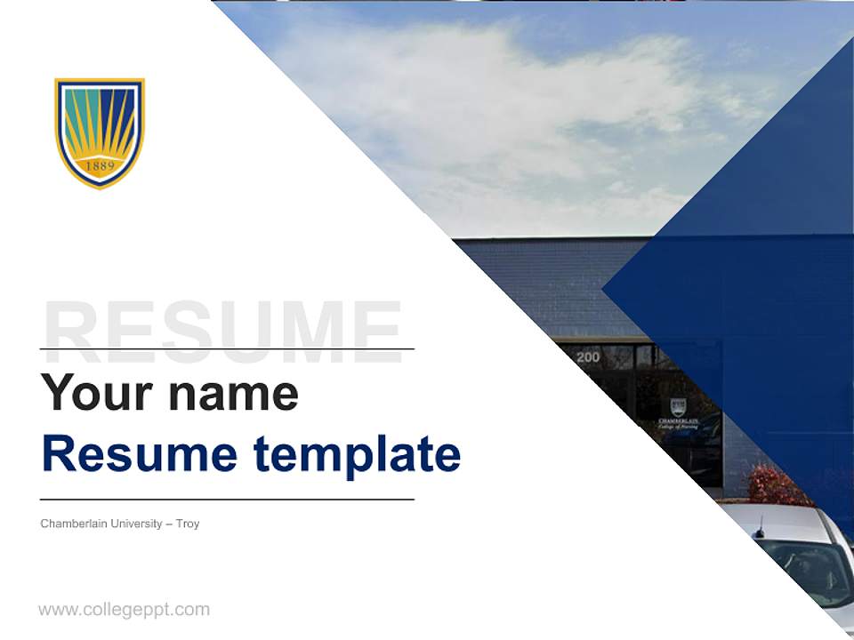 Chamberlain University – Troy Resume PPT Template4:3 ratio PPT effect preview image5