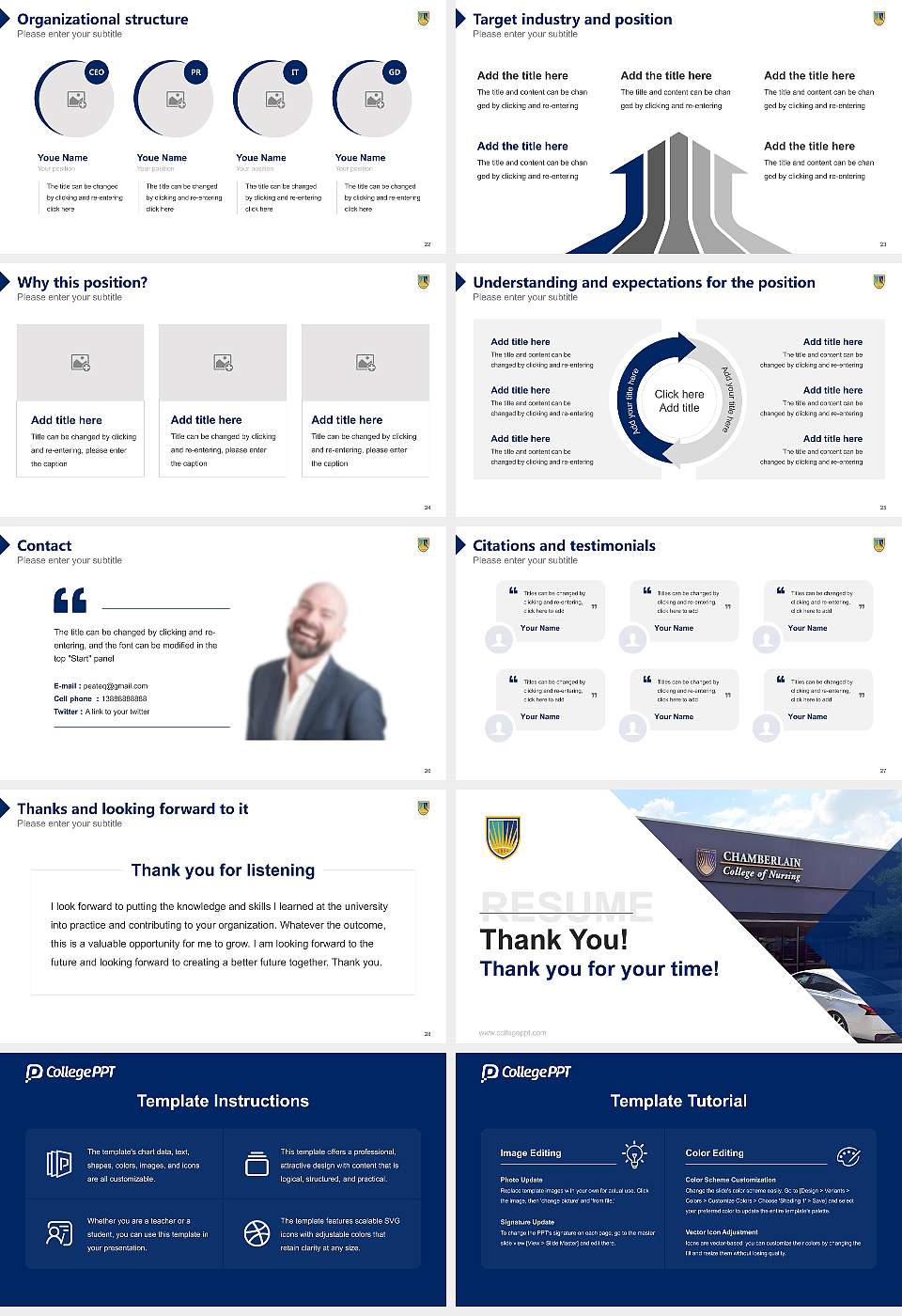 Chamberlain University – Pearland Resume PPT Template16:9 ratio PPT effect preview image4