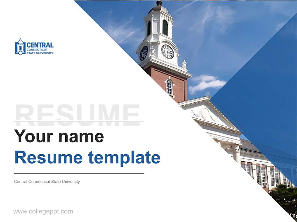 Central Connecticut State University Resume PPT Template4:3 ratio PPT effect preview image5