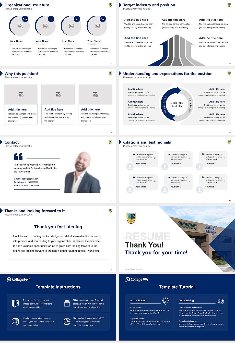 Chamberlain University – Irving Resume PPT Template16:9 ratio PPT effect preview image4