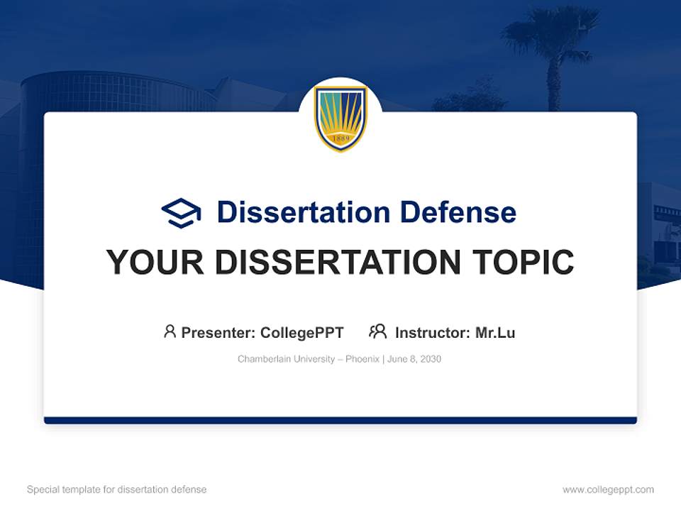 Chamberlain University – Phoenix Graduation Thesis Defense PPT Template4:3 ratio PPT effect preview image7