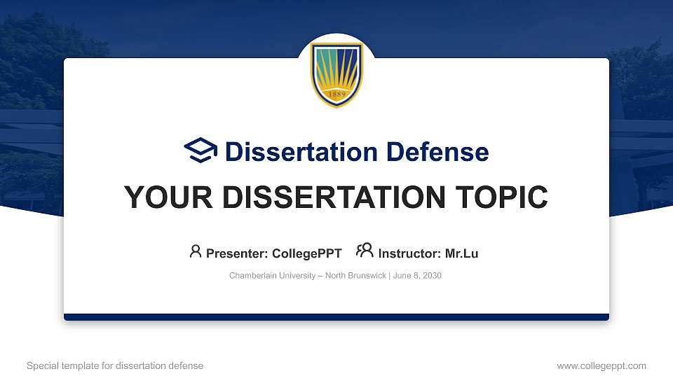 Chamberlain University – North Brunswick Graduation Thesis Defense PPT Template16:9 ratio PPT effect preview image