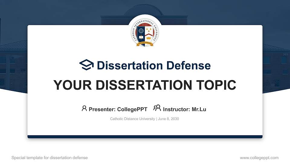 Catholic Distance University Graduation Thesis Defense PPT Template16:9 ratio PPT effect preview image