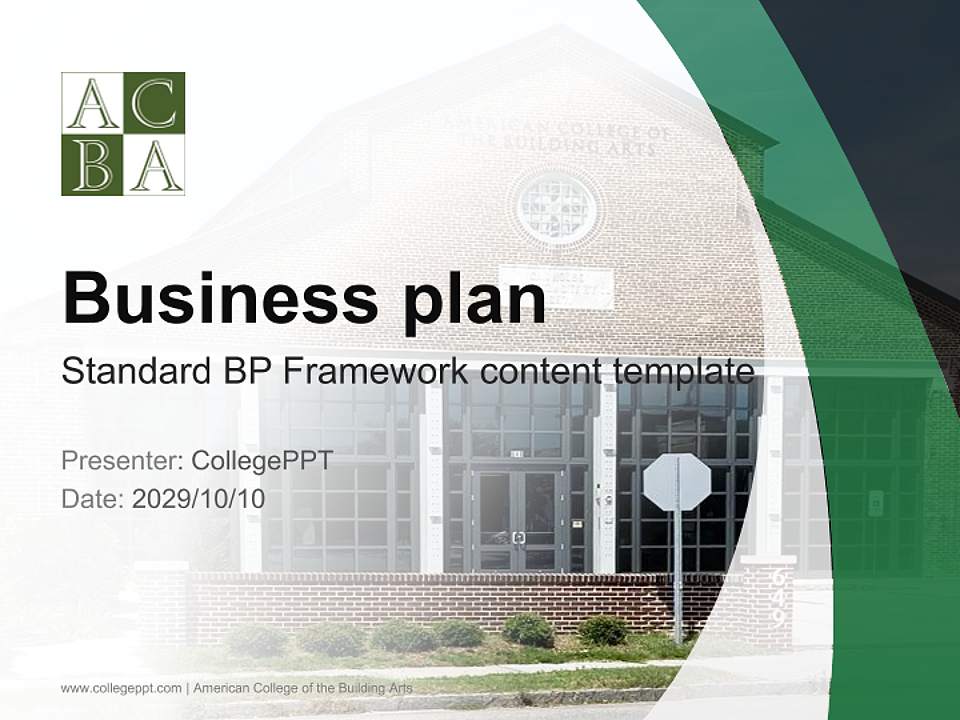 American College of the Building Arts Competition/Entrepreneurship Contest PPT Template4:3 ratio PPT effect preview image9