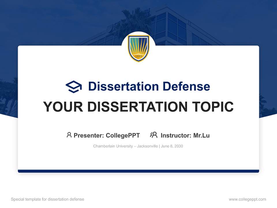 Chamberlain University – Jacksonville Graduation Thesis Defense PPT Template4:3 ratio PPT effect preview image7