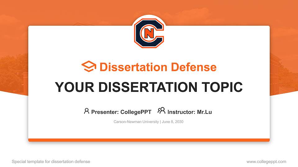 Carson-Newman University Graduation Thesis Defense PPT Template16:9 ratio PPT effect preview image